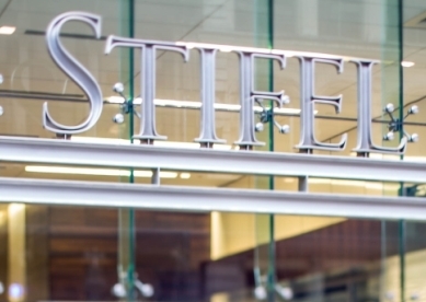Stifel logo above doors to Stifel Headquarters